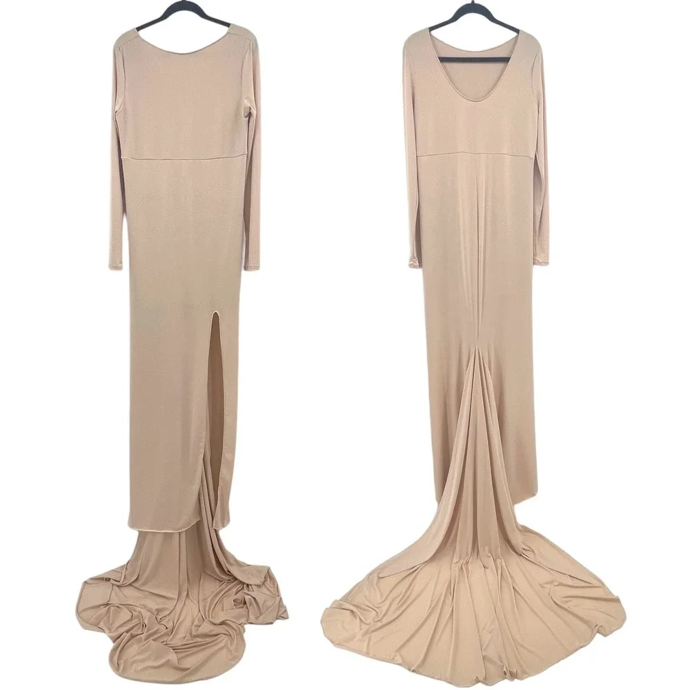 Anyutas Couture Custom Maternity Photoshoot Dress with Train Med/Lrg Champagne - Picture 1 of 11